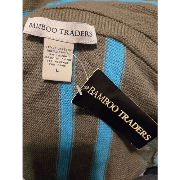 Bamboo Traders Women's Size Large Grey/Blue Striped Open Hooded Sweater - Picture 2 of 7